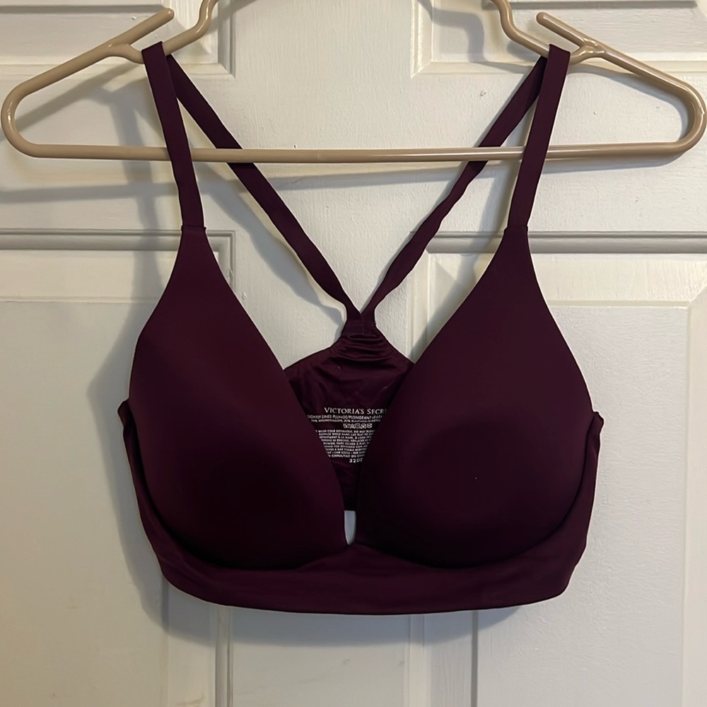 Victoria’s Secret Plum Lightly Lined Plunge Bra Racer Back Size 32 DD